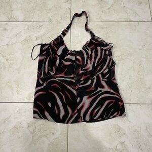 Y2K Vintage BEBE Silk Ruffle Halter Top